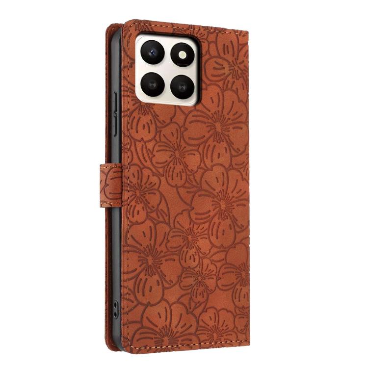 For Honor X7d 5G Cherry Blossoms Embossed Leather Phone Case