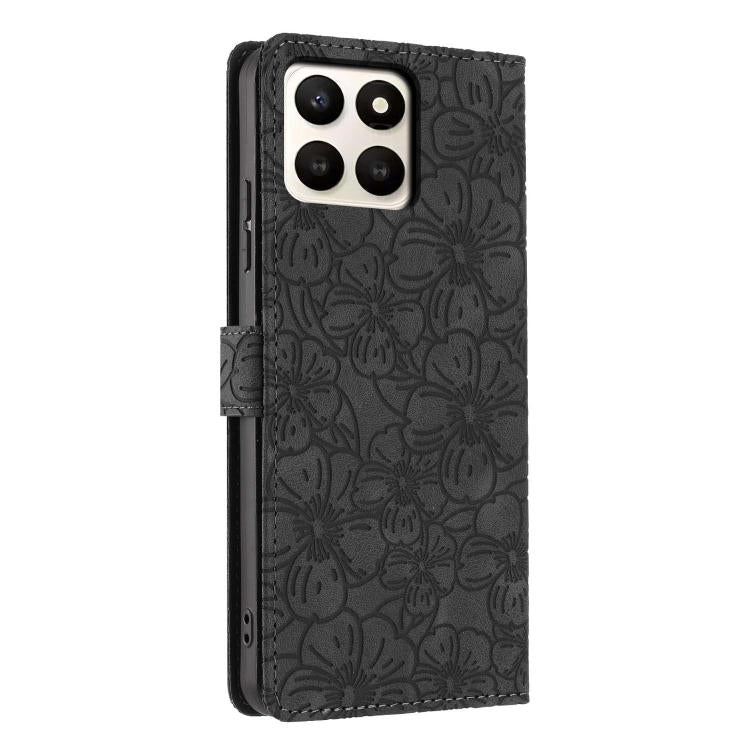 For Honor X7d 5G Cherry Blossoms Embossed Leather Phone Case