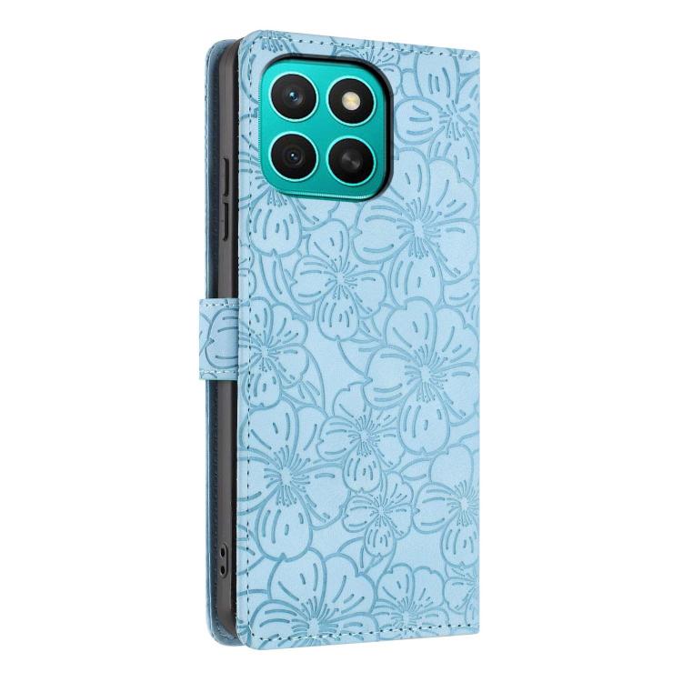 For Honor X8c Cherry Blossoms Embossed Leather Phone Case