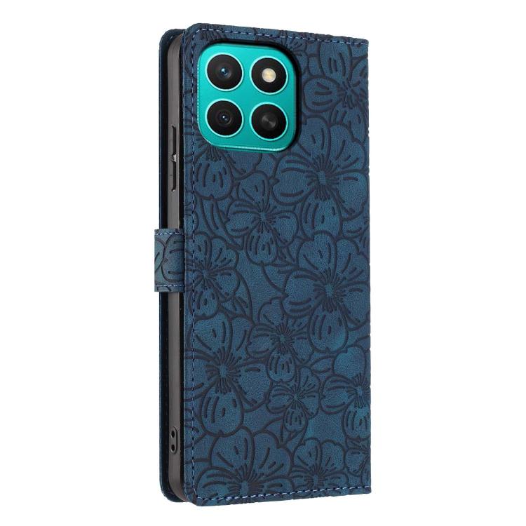 For Honor X8c Cherry Blossoms Embossed Leather Phone Case