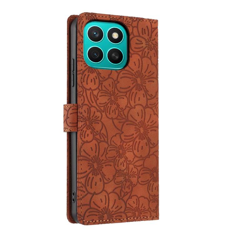 For Honor X8c Cherry Blossoms Embossed Leather Phone Case