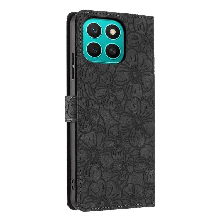 For Honor X8c Cherry Blossoms Embossed Leather Phone Case