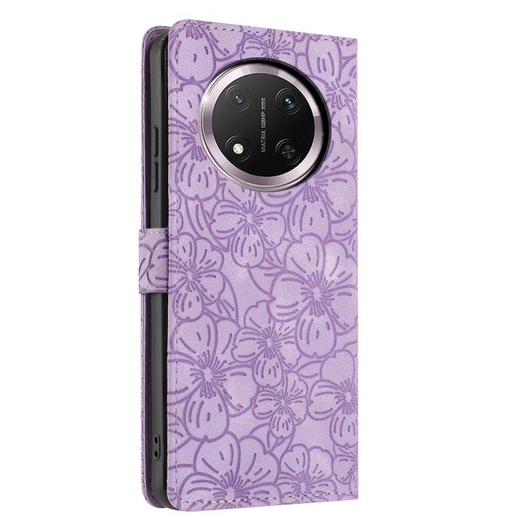 For Honor X9c Cherry Blossoms Embossed Leather Phone Case
