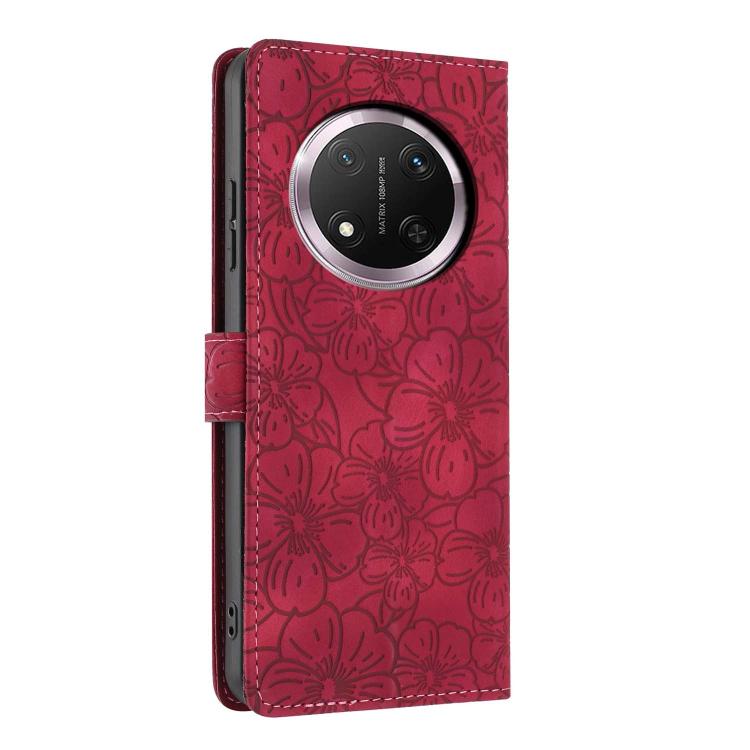 For Honor X9c Cherry Blossoms Embossed Leather Phone Case