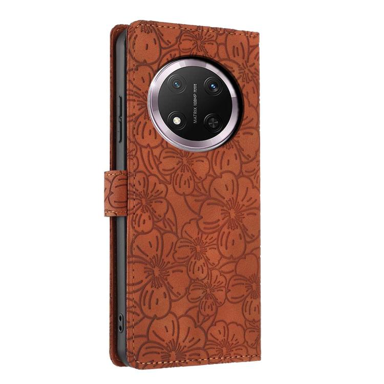 For Honor X9c Cherry Blossoms Embossed Leather Phone Case