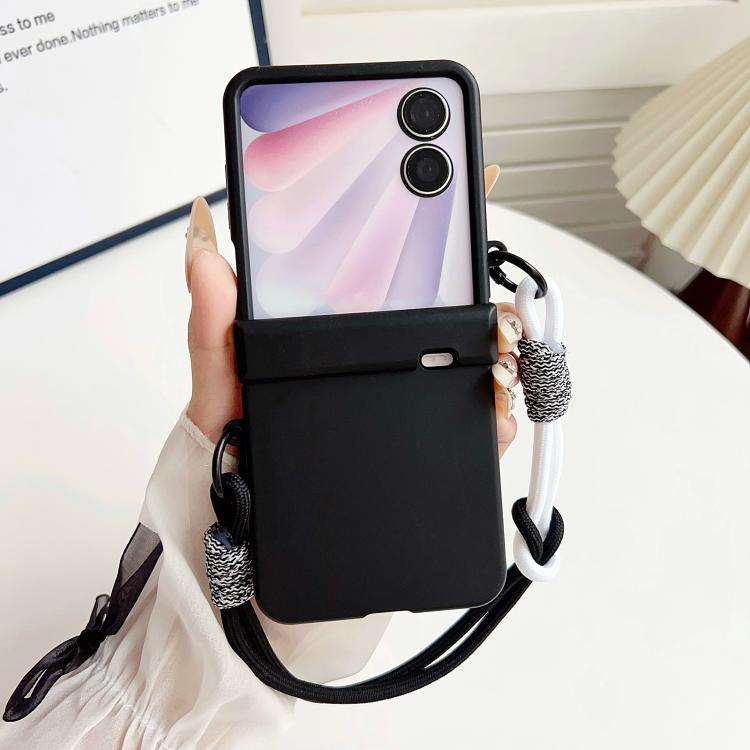 For Honor Magic V Flip 2 Integrated Hinge Side Buckle Skin Feel PC Phone Case with Strap