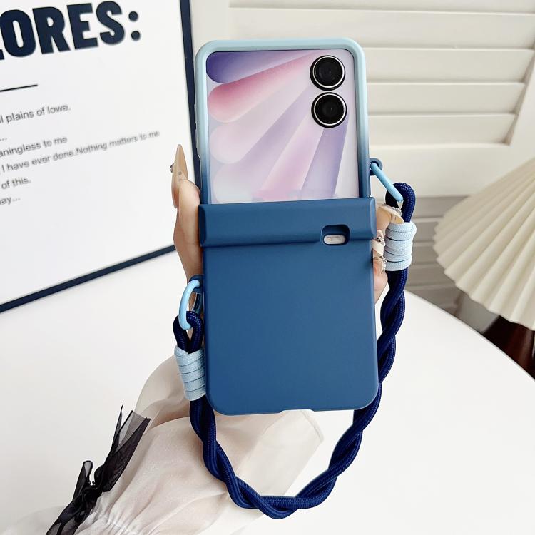 For Honor Magic V Flip 2 Integrated Hinge Side Buckle Skin Feel PC Phone Case with Strap