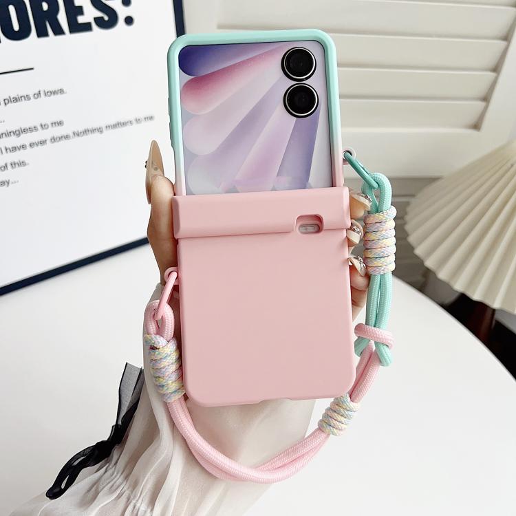 For Honor Magic V Flip 2 Integrated Hinge Side Buckle Skin Feel PC Phone Case with Strap