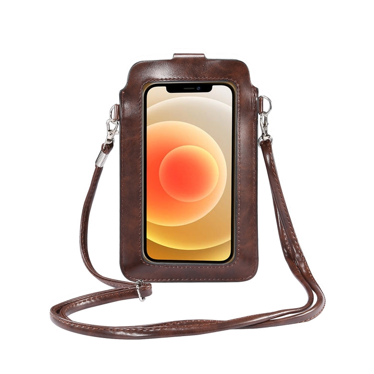 Crazy Horse Textured Riser Touch Screen Phone Case Universal Diagonal Carrying  Leather Case Suitable for 5.5-6.9 inch Smartphones