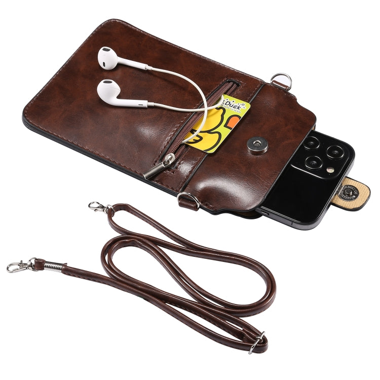 Crazy Horse Textured Riser Touch Screen Phone Case Universal Diagonal Carrying  Leather Case Suitable for 5.5-6.9 inch Smartphones