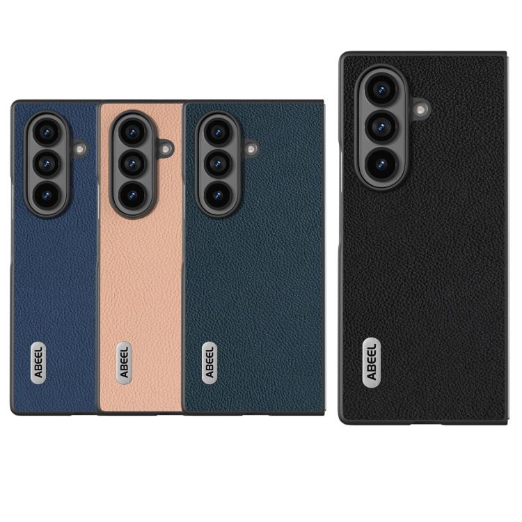 For Samsung Galaxy Z Fold7 5G ABEEL Genuine Leather + PC Litchi Texture Phone Case
