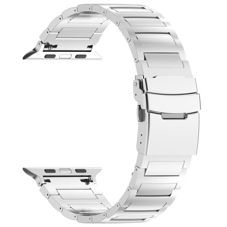 For Apple Watch 46mm / 49mm / 45mm / 44mm I-shaped Quick-release Safety Clasp Titanium Alloy Watch Band