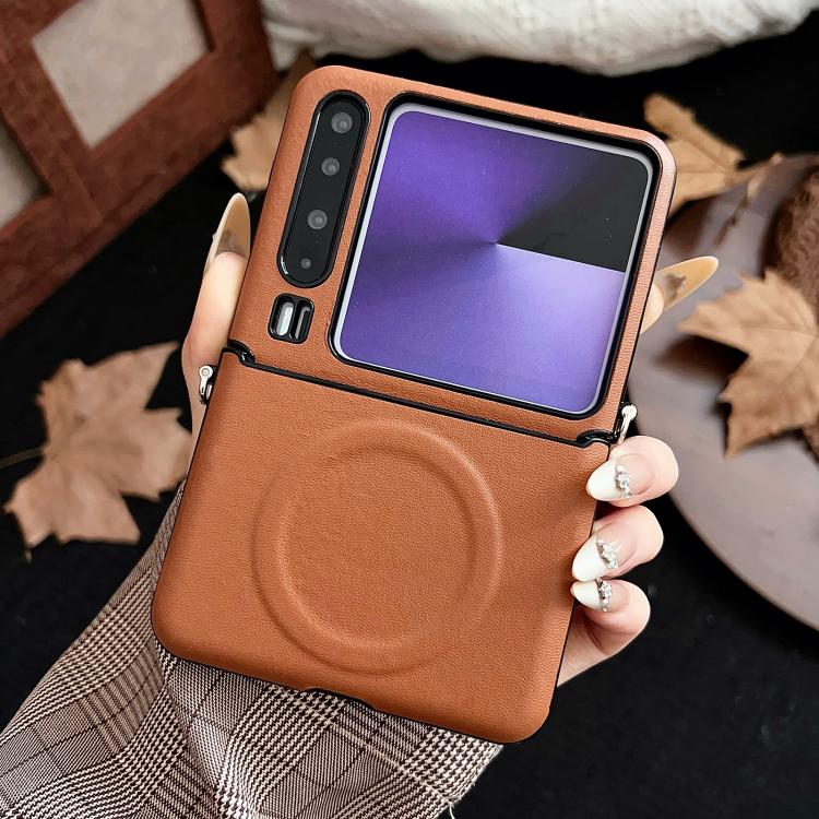 For Huawei Pura X Side Buckle MagSafe Magnetic PC Phone Case - Brown