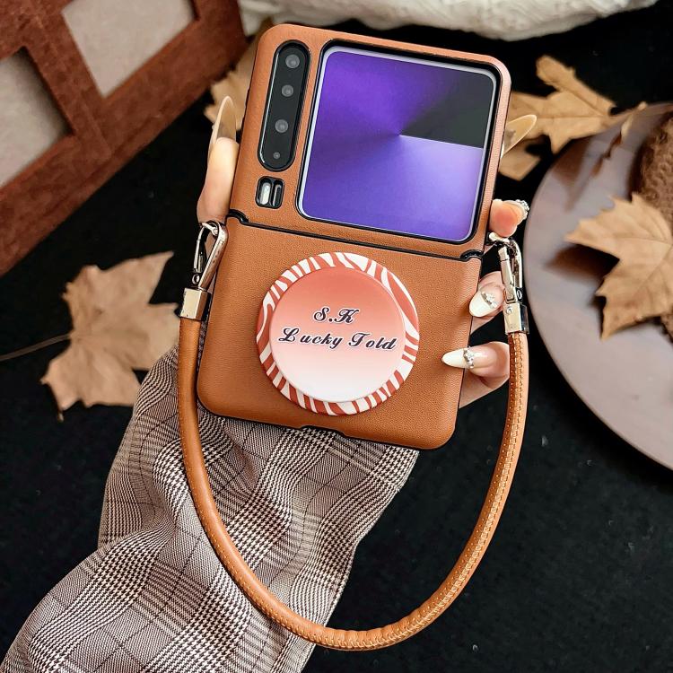 For Huawei Pura X Side Buckle MagSafe Magnetic PC Stand Phone Case with Lanyard - Brown