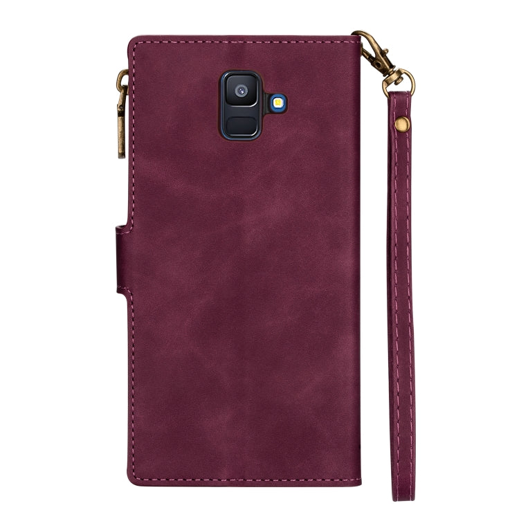 For Samsung Galaxy A6 2018 Zipper Multi-card Slots Horizontal Flip PU Leather Case with Holder & Card Slots & Wallet & Lanyard & Photo Frame