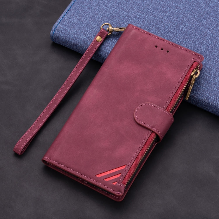 For Samsung Galaxy A6 2018 Zipper Multi-card Slots Horizontal Flip PU Leather Case with Holder & Card Slots & Wallet & Lanyard & Photo Frame