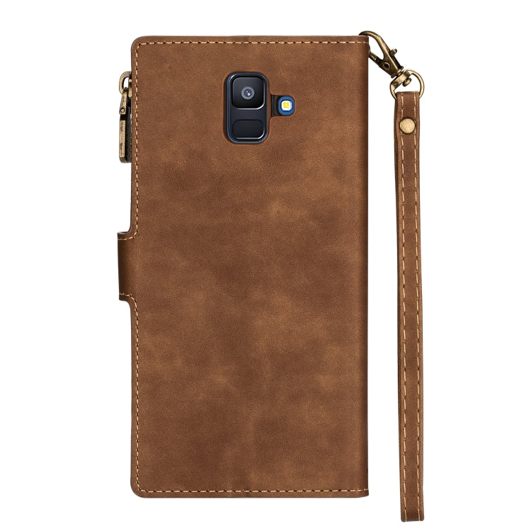 For Samsung Galaxy A6 2018 Zipper Multi-card Slots Horizontal Flip PU Leather Case with Holder & Card Slots & Wallet & Lanyard & Photo Frame