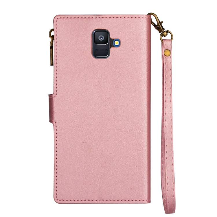 For Samsung Galaxy A6 2018 Zipper Multi-card Slots Horizontal Flip PU Leather Case with Holder & Card Slots & Wallet & Lanyard & Photo Frame