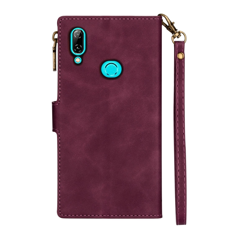 For Samsung Galaxy A20e Zipper Multi-card Slots Horizontal Flip PU Leather Case with Holder & Card Slots & Wallet & Lanyard & Photo Frame