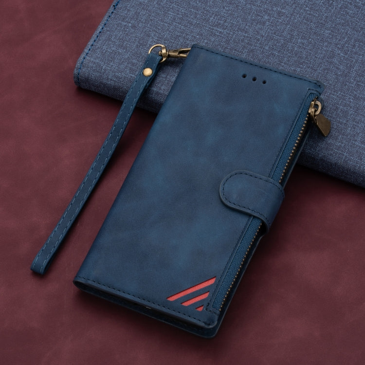For Samsung Galaxy A20 / A30 Zipper Multi-card Slots Horizontal Flip PU Leather Case with Holder & Card Slots & Wallet & Lanyard & Photo Frame