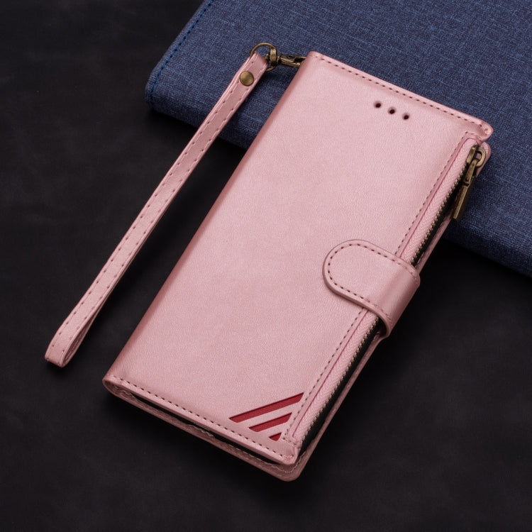 For Samsung Galaxy A20s Zipper Multi-card Slots Horizontal Flip PU Leather Case with Holder & Card Slots & Wallet & Lanyard & Photo Frame