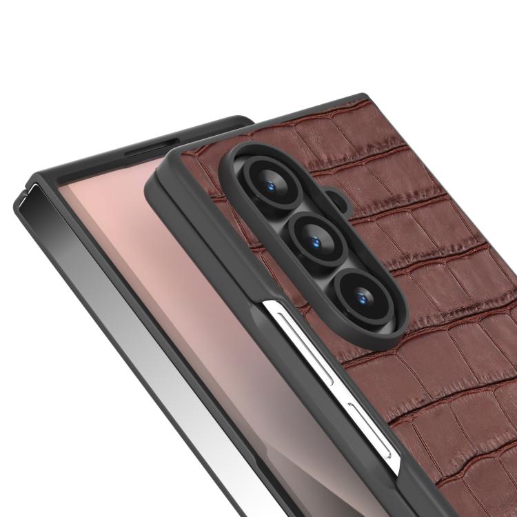 For Samsung Galaxy Z Fold7 5G ABEEL Crocodile Texture Genuine Leather Phone Case