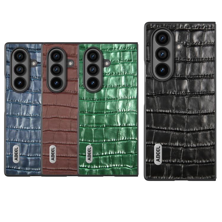 For Samsung Galaxy Z Fold7 5G ABEEL Crocodile Texture Genuine Leather Phone Case