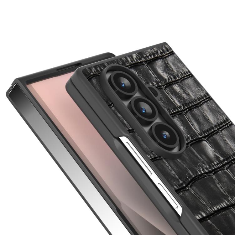 For Samsung Galaxy Z Fold7 5G ABEEL Crocodile Texture Genuine Leather Phone Case