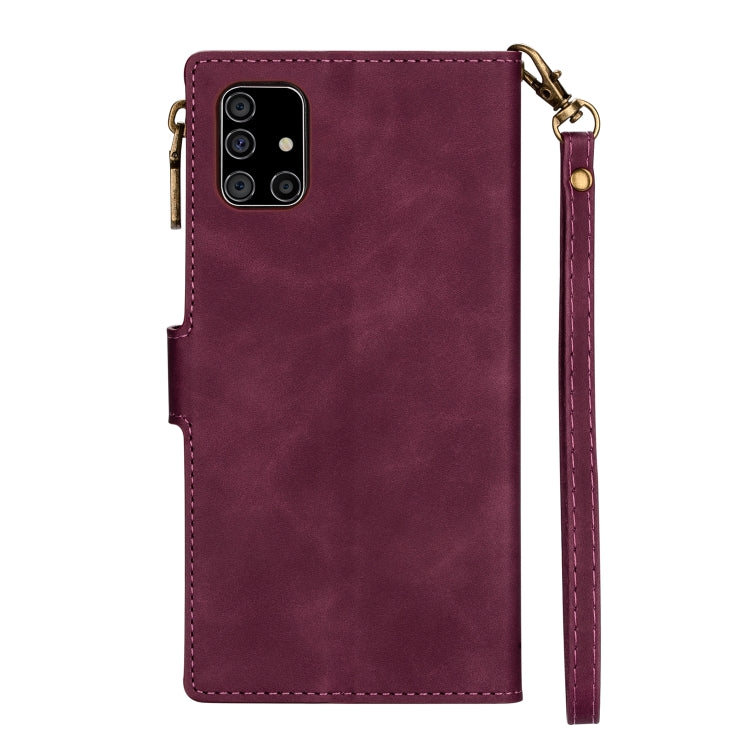 For Samsung Galaxy A51 5G Zipper Multi-card Slots Horizontal Flip PU Leather Case with Holder & Card Slots & Wallet & Lanyard & Photo Frame