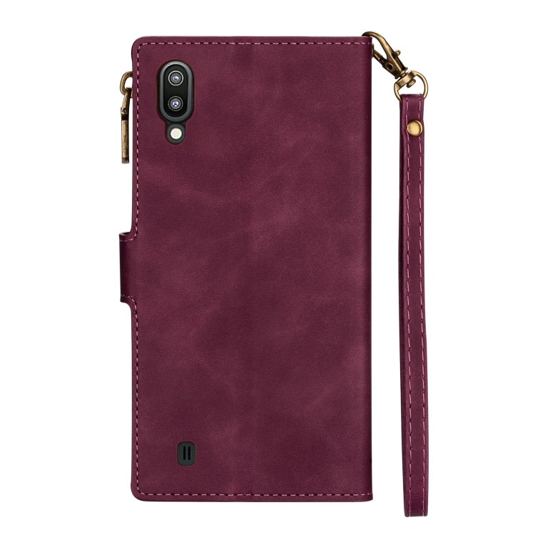 For Samsung Galaxy A10/M10 Zipper Multi-card Slots Horizontal Flip PU Leather Case with Holder & Card Slots & Wallet & Lanyard & Photo Frame
