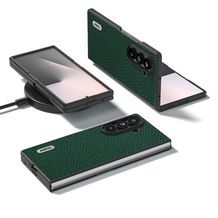 For Samsung Galaxy Z Fold7 5G ABEEL Genuine Leather Litchi Texture Phone Case