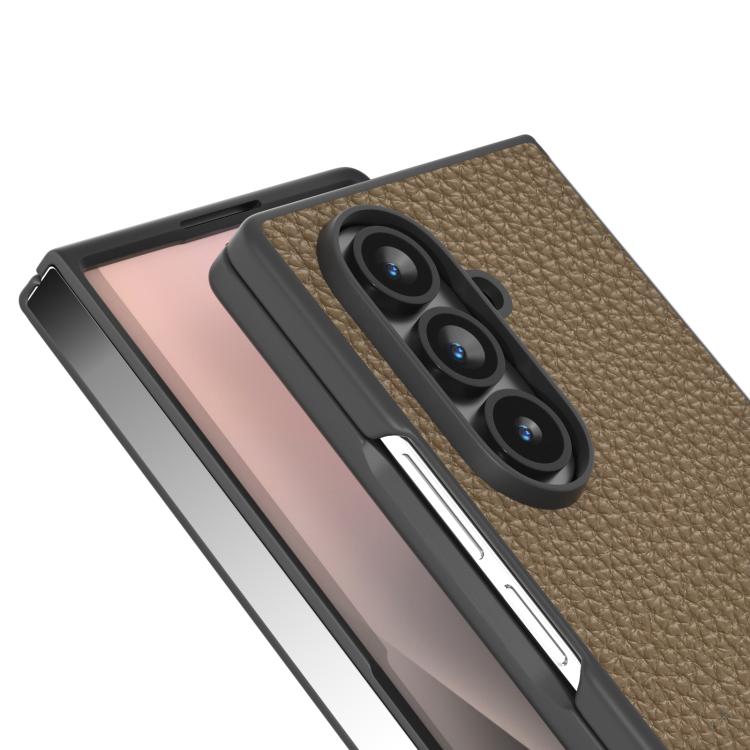 For Samsung Galaxy Z Fold7 5G ABEEL Genuine Leather Litchi Texture Phone Case