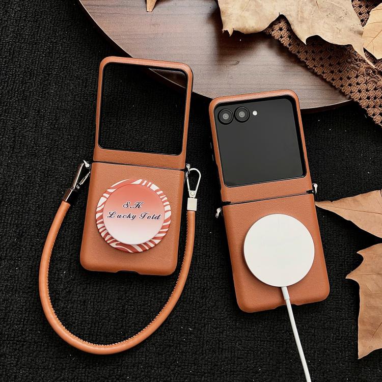 For Motorola Razr 50 / 60 Side Buckle MagSafe Magnetic PC Phone Case - Brown