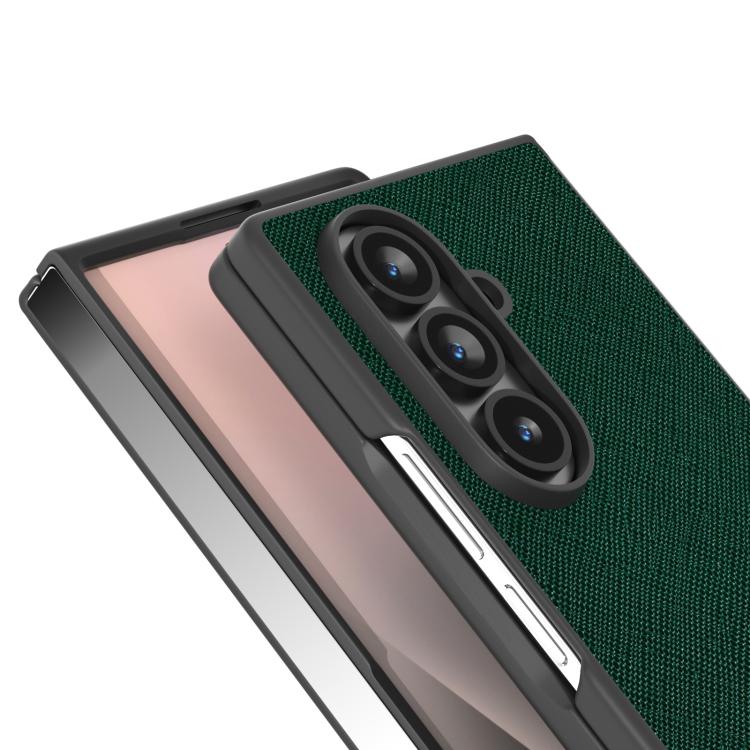For Samsung Galaxy Z Fold7 5G ABEEL Cross Texture Genuine Leather Phone Case