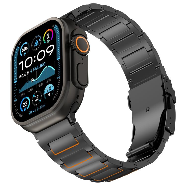 For Apple Watch 46mm / 49mm / 45mm / 44mm I-shaped Safety Clasp Titanium Alloy Watch Band