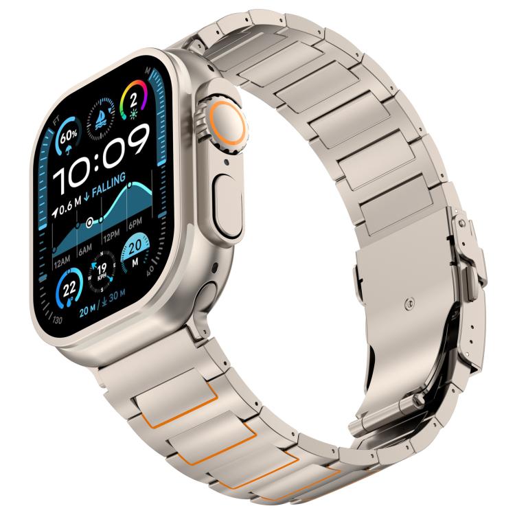 For Apple Watch 46mm / 49mm / 45mm / 44mm I-shaped Safety Clasp Titanium Alloy Watch Band