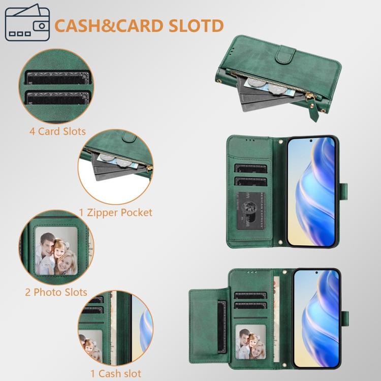 For OPPO Find X9 Multi-Card Slots Zipper Wallet Leather Phone Case