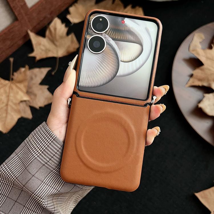 For Xiaomi Mix Flip Side Buckle MagSafe Magnetic PC Phone Case - Brown