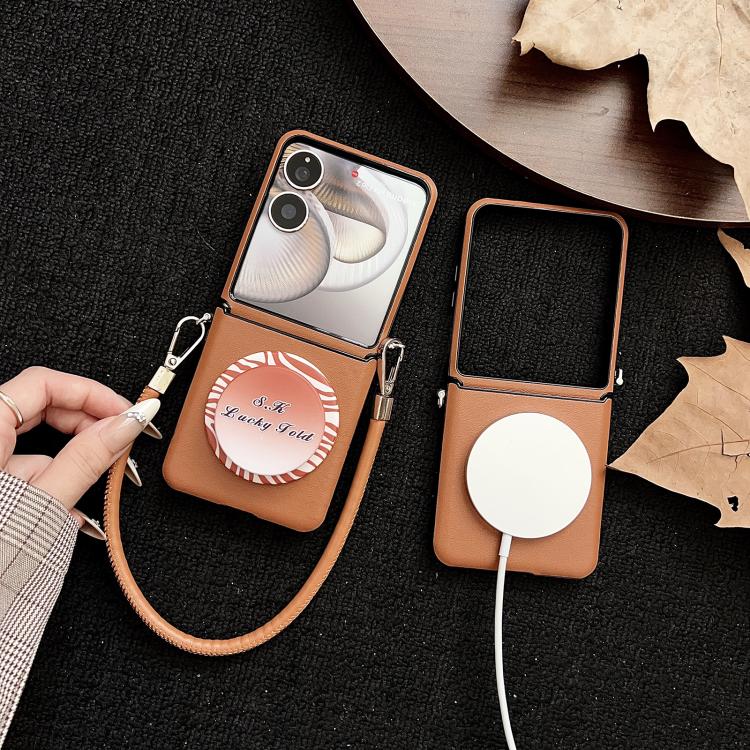 For Xiaomi Mix Flip Side Buckle MagSafe Magnetic PC Phone Case - Brown