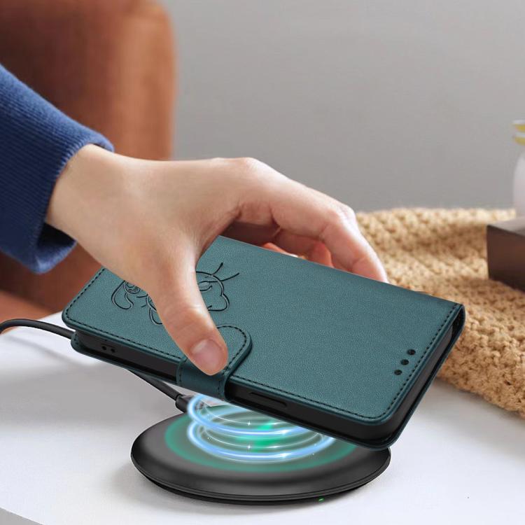 For OPPO Find X9 Embossed Heart Cat Leather Phone Case with Hand Strap
