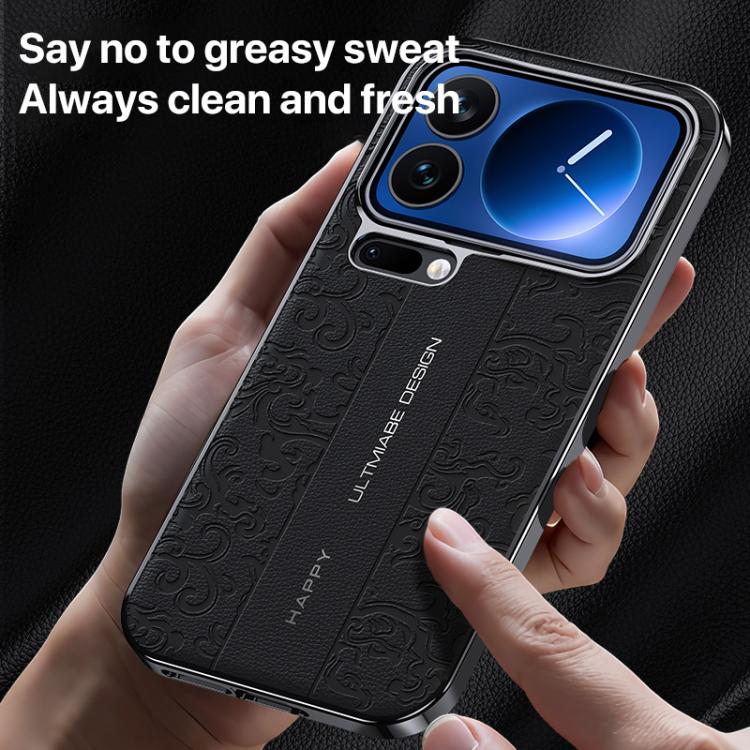 For Xiaomi 17 Pro Max Cloud Dragon Pattern Plain Leather PC Phone Case