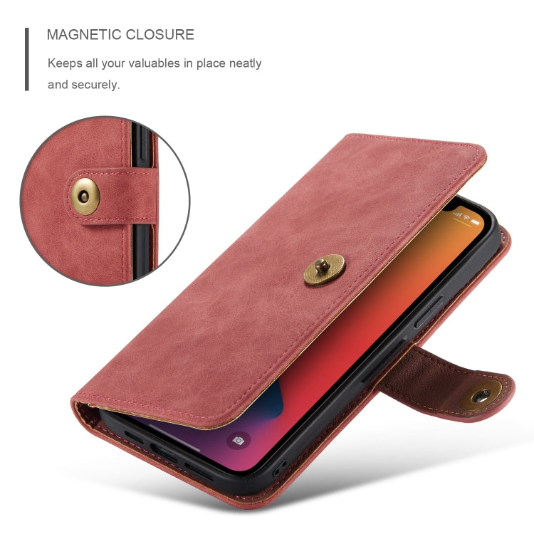 For iPhone 12 / 12 Pro Retro Magnetic Horizontal Flip Leather Case with Card Slots & Wallet & Photo Frame & Detachable Back Cover