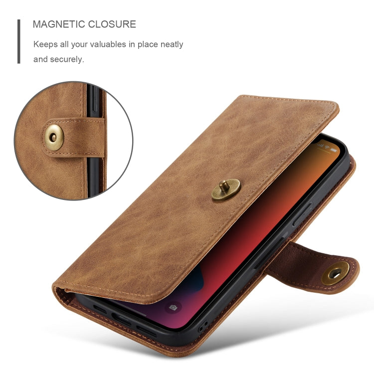 For iPhone 12 / 12 Pro Retro Magnetic Horizontal Flip Leather Case with Card Slots & Wallet & Photo Frame & Detachable Back Cover