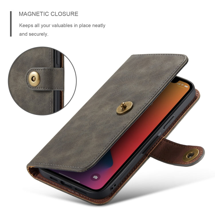 For iPhone 12 Pro Max Retro Magnetic Horizontal Flip Leather Case with Card Slots & Wallet & Photo Frame & Detachable Back Cover