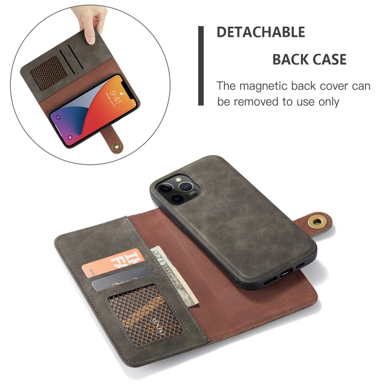 For iPhone 12 Pro Max Retro Magnetic Horizontal Flip Leather Case with Card Slots & Wallet & Photo Frame & Detachable Back Cover
