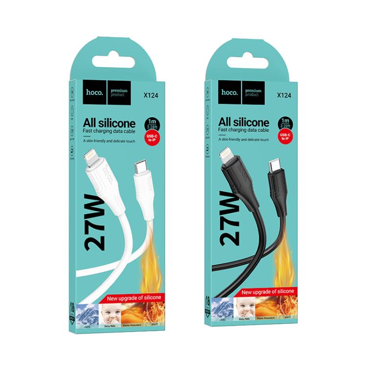 hoco X124 USB-C / Type-C to 8 Pin Bien PD27W Silicone Charging Data Cable, Length: 1m