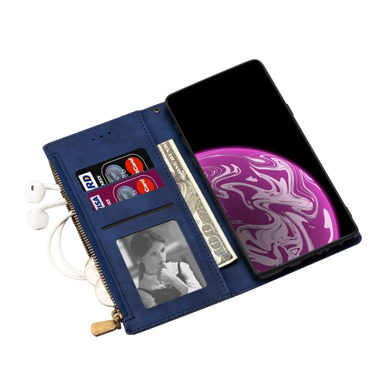 For Xiaomi Redmi 8A Zipper Multi-card Slots Horizontal Flip PU Leather Case with Holder & Card Slots & Wallet & Lanyard & Photo Frame