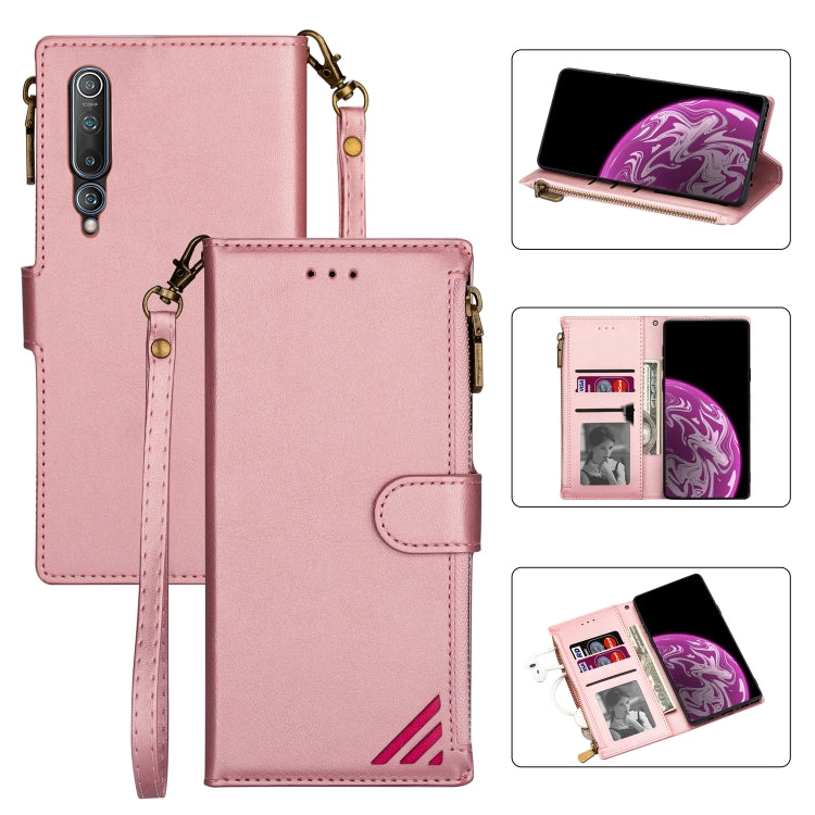 For Xiaomi Mi 10 Zipper Multi-card Slots Horizontal Flip PU Leather Case with Holder & Card Slots & Wallet & Lanyard & Photo Frame