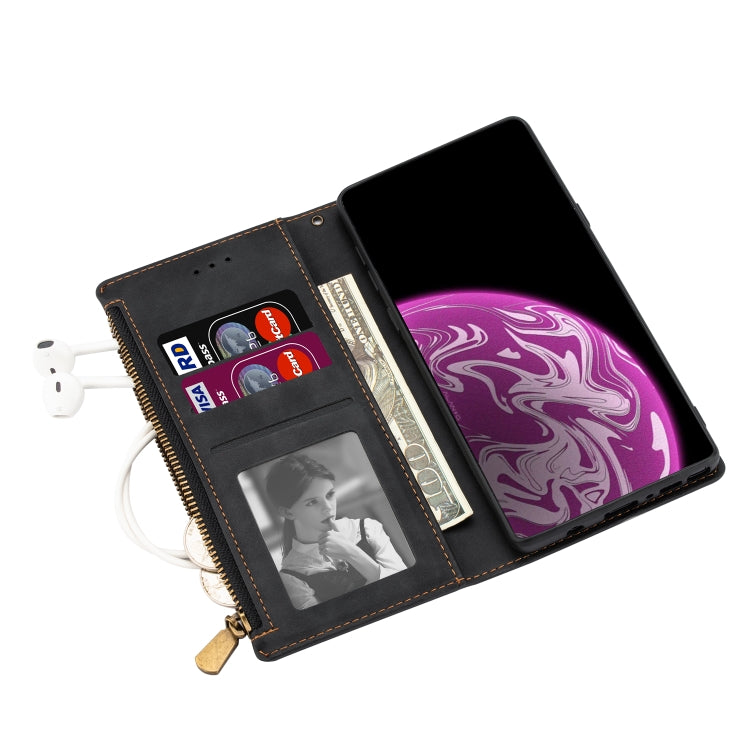 For Xiaomi Mi 10 Zipper Multi-card Slots Horizontal Flip PU Leather Case with Holder & Card Slots & Wallet & Lanyard & Photo Frame
