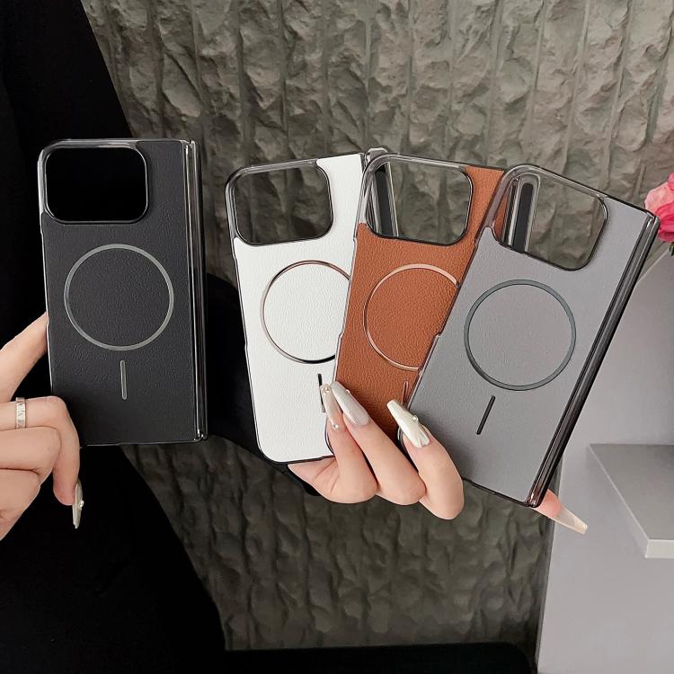 For Google Pixel 10 Pro Fold Folding Shaft Magsafe Plain Leather Phone Case